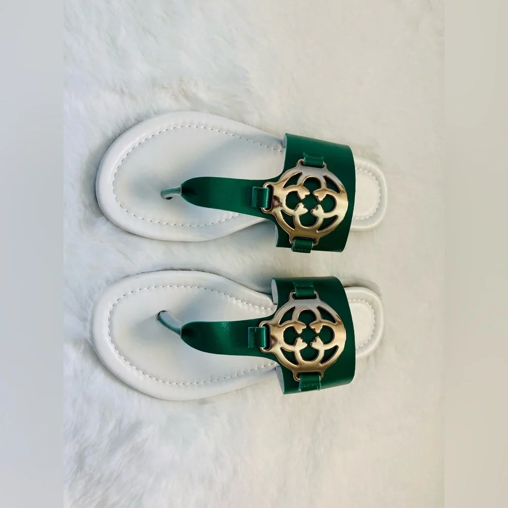 Trendy Gorgeous Metallic Buckle Flip Flops-Lightweight Soft Sole Casual Wear - Picture 3 of 7
